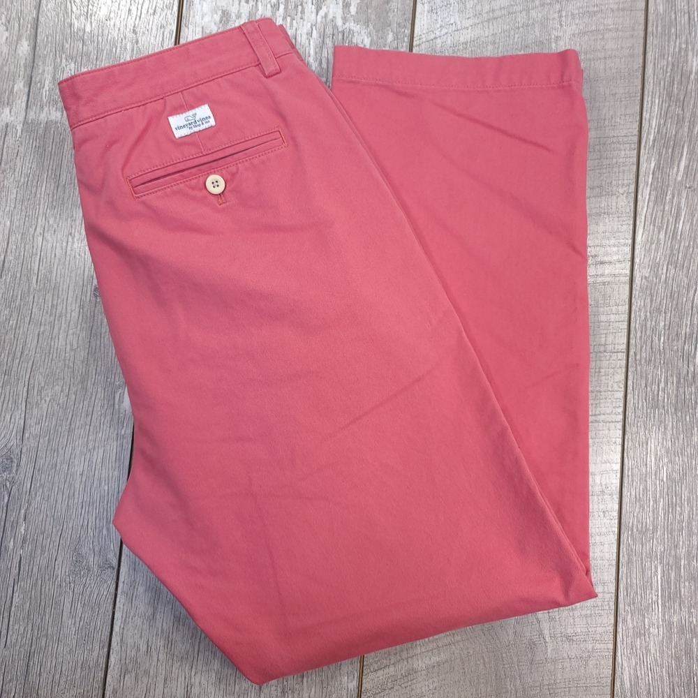 Vineyard Vines Mens The Club Chino Pants Size 34x30 Pink Straight Leg Trouser